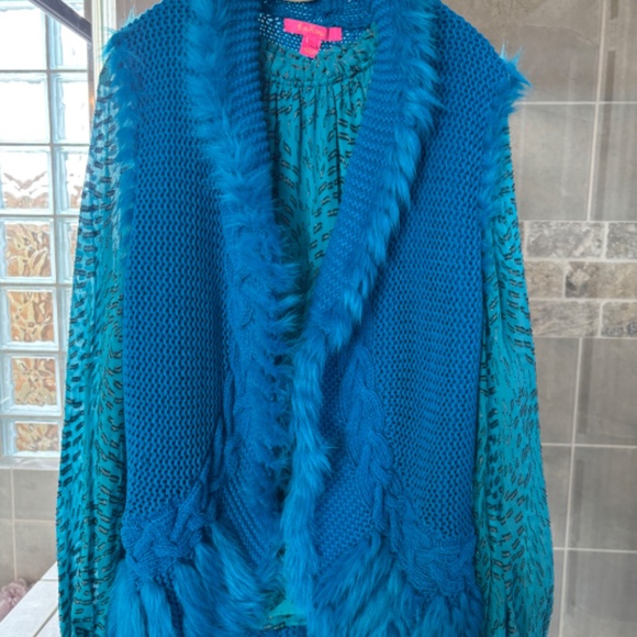 Lilly Pulitzer Torini Bright Blue Cardigan Sweater Vest - Picture 5 of 6